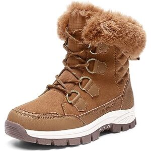 DREAM PAIRS Botas de neve impermeáveis para mulher, de pele sintética, acolhedoras, quentes, isoladas, com atacadores, a meio da panturrilha, sapatos ao ar livre para caminhar e caminhadas, Bronze, 41 DREAM PAIRS Botas de neve impermeáveis para mulher, de pele sintética, acolhedoras, quentes, isoladas, com atacadores, a meio da panturrilha, sapatos ao ar livre para caminhar e caminhadas, Bronze, 41
