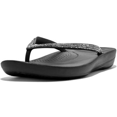 Fitflop IQUSHION Sparkle, chinelos de mulher, preto (preto), 37 UE Fitflop IQUSHION Sparkle, chinelos de mulher, preto (preto), 37 UE