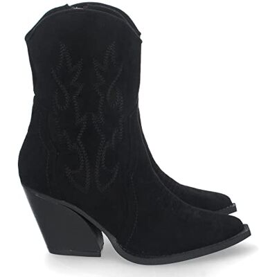 shoes&blues.es Bota de Salto Campeiro para Mulher, Bordado em Canela e Punho, e Fecho de Cremalheira, Outono Inverno shoes&blues.es Bota de Salto Campeiro para Mulher, Bordado em Canela e Punho, e Fecho de Cremalheira, Outono Inverno