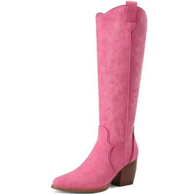 DREAM PAIRS Botas Cowboy de cano alto para mulher de salto largo inverno de cano alto até ao joelho SDKB224W Bordado decorativo, tacón cubano 7.1cm, punta fina, plantilla látex, cremallera lateral. DREAM PAIRS Botas Cowboy de cano alto para mulher de salto largo inverno de cano alto até ao joelho SDKB224W Bordado decorativo, tacón cubano 7.1cm, punta fina, plantilla látex, cremallera lateral.