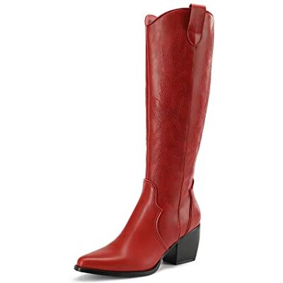 DREAM PAIRS Botas Cowboy de cano alto para mulher de salto largo inverno de cano alto até ao joelho SDKB224W Bordado decorativo, tacón cubano 7.1cm, punta fina, plantilla látex, cremallera lateral. DREAM PAIRS Botas Cowboy de cano alto para mulher de salto largo inverno de cano alto até ao joelho SDKB224W Bordado decorativo, tacón cubano 7.1cm, punta fina, plantilla látex, cremallera lateral.