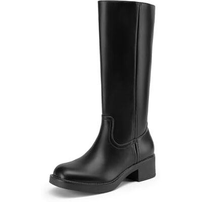 DREAM PAIRS Botas altas até ao joelho para mulher, plataforma de ponta quadrada, salto grosso, botas de campus de banana para mulher, botas altas de equitação confortáveis com zíper lateral Botas altas de equitación con punta redonda cuadrada, cremaller DREAM PAIRS Botas altas até ao joelho para mulher, plataforma de ponta quadrada, salto grosso, botas de campus de banana para mulher, botas altas de equitação confortáveis com zíper lateral Botas altas de equitación con punta redonda cuadrada, cremaller