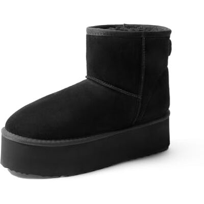 DREAM PAIRS Botas Clássicas de Plataforma de Camurça Genuína para Mulheres Impermeáveis Fuzzy Botas de Inverno de Tornozelo para Neve com Lacinhos Forro de Pele Sintética DREAM PAIRS Botas Clássicas de Plataforma de Camurça Genuína para Mulheres Impermeáveis Fuzzy Botas de Inverno de Tornozelo para Neve com Lacinhos Forro de Pele Sintética