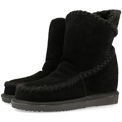 GIOSEPPO Botas douradas de estilo australiano com cunha interna para mulher 42114, Preto GIOSEPPO Botas douradas de estilo australiano com cunha interna para mulher 42114, Preto