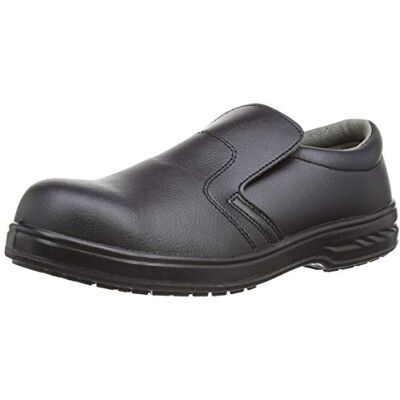 Portwest FW81 Slip-On de segurança sapato borda superior acolchoada durável Preto, 37, certificado CE, S2 EN ISO 20345, lavável na máquina a 30 °C, sola auto-limpável, calçado antiestático, impermeável Portwest FW81 Slip-On de segurança sapato borda superior acolchoada durável Preto, 37, certificado CE, S2 EN ISO 20345, lavável na máquina a 30 °C, sola auto-limpável, calçado antiestático, impermeável