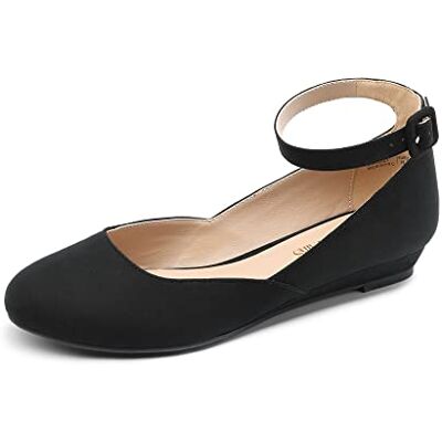 DREAM PAIRS Mulher Revona cunha abaixo Ankle Strap sapatos rasos Forro macio, palmilha acolchoada, sola TPR, salto cunha, ponta elegante, versátil para dia e noite. DREAM PAIRS Mulher Revona cunha abaixo Ankle Strap sapatos rasos Forro macio, palmilha acolchoada, sola TPR, salto cunha, ponta elegante, versátil para dia e noite.