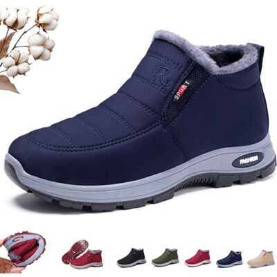 Overhil1s Botas de neve ortopédicas impermeáveis para mulher, botins leves antiderrapantes para homem e mulher com forro de pelúcia, sapatos Barefoot de tornozelo fáceis de calçar para caminhar Overhil1s Botas de neve ortopédicas impermeáveis para mulher, botins leves antiderrapantes para homem e mulher com forro de pelúcia, sapatos Barefoot de tornozelo fáceis de calçar para caminhar