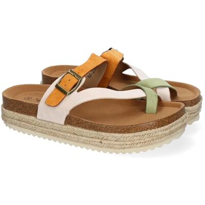 shoes&blues.es Sandália de plataforma de material bio, forro de juta para mulher, confortos, estilo escravo, com salto aberto, fecho de fivela, ideal para a primavera e verão shoes&blues.es Sandália de plataforma de material bio, forro de juta para mulher, confortos, estilo escravo, com salto aberto, fecho de fivela, ideal para a primavera e verão