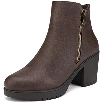 DREAM PAIRS Botas Chelsea mulher inverno salto largo com fecho de correr DREAM PAIRS Botas Chelsea mulher inverno salto largo com fecho de correr