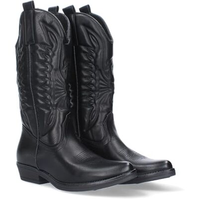 shoes&blues.es Bota de salto para mulher, confortos, com bordado, estilo cowboy shoes&blues.es Bota de salto para mulher, confortos, com bordado, estilo cowboy