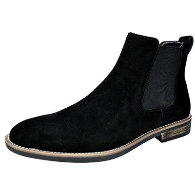 Bruno Marc Bota Chelsea homem botins homem vestir Upper camurça macia, palmilha EVA confortável, painéis elásticos de calçado fácil, sola TPR antiderrapante, estilo versátil Bruno Marc Bota Chelsea homem botins homem vestir Upper camurça macia, palmilha EVA confortável, painéis elásticos de calçado fácil, sola TPR antiderrapante, estilo versátil