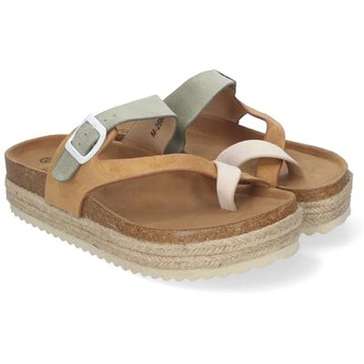 shoes&blues.es Sandália de plataforma de material bio, forro de juta para mulher, confortos, estilo escravo, com salto aberto, fecho de fivela, ideal para a primavera e verão shoes&blues.es Sandália de plataforma de material bio, forro de juta para mulher, confortos, estilo escravo, com salto aberto, fecho de fivela, ideal para a primavera e verão
