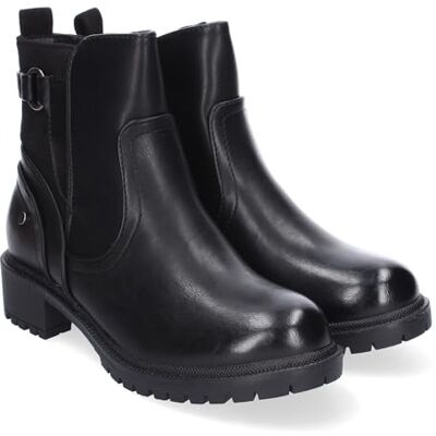shoes&blues.es Botas de salto baixo para mulher com ornamento de fivela, confortáveis e elegantes, biqueira redonda, fecho lateral com fecho de correr shoes&blues.es Botas de salto baixo para mulher com ornamento de fivela, confortáveis e elegantes, biqueira redonda, fecho lateral com fecho de correr