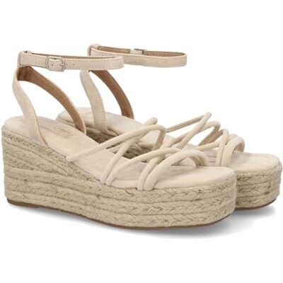 shoes&blues.es Sandália de berço para mulher com design de tiras finas entrelaçadas, plataforma forrada em juta, ideal para verão, sola leve e flexível, fecho de fivela ajustável. shoes&blues.es Sandália de berço para mulher com design de tiras finas entrelaçadas, plataforma forrada em juta, ideal para verão, sola leve e flexível, fecho de fivela ajustável.