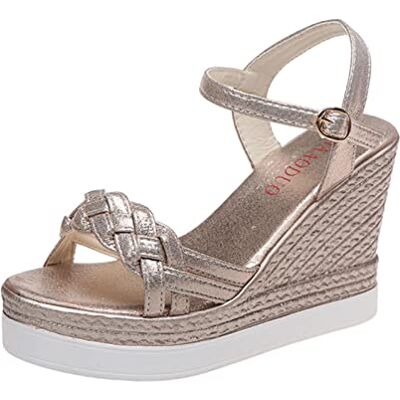 Ecoodisk Sandálias de cunha para mulher, sandálias de plataforma de verão, sapatos femininos, com fivela, sem atacadores, tecido de ponta aberta, para mulher, estilo casual Ecoodisk Sandálias de cunha para mulher, sandálias de plataforma de verão, sapatos femininos, com fivela, sem atacadores, tecido de ponta aberta, para mulher, estilo casual