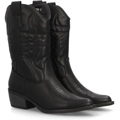 shoes&blues.es Botas Cowboy de mulher estilo Western com design limpo e elegante. Cana alta com costuras decorativas e fecho de correr, salto baixo, largo e confortável. Ideal outono inverno. shoes&blues.es Botas Cowboy de mulher estilo Western com design limpo e elegante. Cana alta com costuras decorativas e fecho de correr, salto baixo, largo e confortável. Ideal outono inverno.