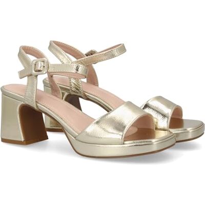 shoes&blues.es Sandália de salto largo com plataforma para mulher, salto e altura confortáveis, estrutura de tira frontal e fecho com pulseira ajustável de fivela no tornozelo. Ideal para eventos shoes&blues.es Sandália de salto largo com plataforma para mulher, salto e altura confortáveis, estrutura de tira frontal e fecho com pulseira ajustável de fivela no tornozelo. Ideal para eventos