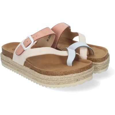 shoes&blues.es Sandália de plataforma de material bio, forro de juta para mulher, confortos, estilo escravo, com salto aberto, fecho de fivela, ideal para a primavera e verão shoes&blues.es Sandália de plataforma de material bio, forro de juta para mulher, confortos, estilo escravo, com salto aberto, fecho de fivela, ideal para a primavera e verão