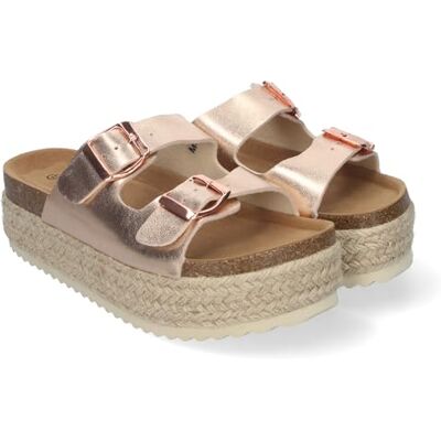shoes&blues.es Sandália de plataforma para mulher, conforto e elegantes, forrada de juta, com plantas natómicas e fivelas na pá, ideais para a primavera e verão shoes&blues.es Sandália de plataforma para mulher, conforto e elegantes, forrada de juta, com plantas natómicas e fivelas na pá, ideais para a primavera e verão