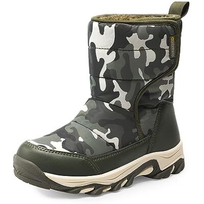 DREAM PAIRS Botas de Neve de Inverno para Meninos e Meninas, Sapatos Impermeáveis de Cano Médio com Sola Antiderrapante, Verde camuflado DREAM PAIRS Botas de Neve de Inverno para Meninos e Meninas, Sapatos Impermeáveis de Cano Médio com Sola Antiderrapante, Verde camuflado