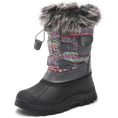 DREAM PAIRS Botas de Neve para Crianças com Forro Quente, Botas de Caminhada com Cordões, Impermeáveis, Acolchoadas, Pesadas, para o Inverno, KSNOW, Multicolor DREAM PAIRS Botas de Neve para Crianças com Forro Quente, Botas de Caminhada com Cordões, Impermeáveis, Acolchoadas, Pesadas, para o Inverno, KSNOW, Multicolor