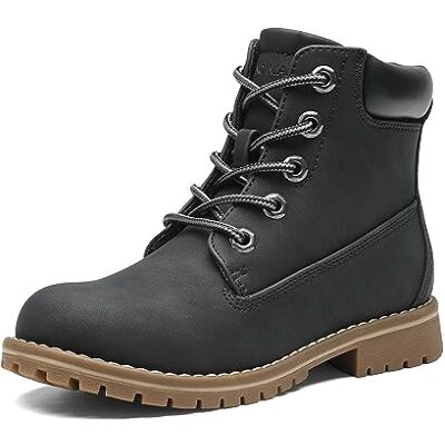 Bruno Marc Botas de neve de inverno para crianças com forro quente botins de cordões com sola TPR antiderrapante Bruno Marc Botas de neve de inverno para crianças com forro quente botins de cordões com sola TPR antiderrapante