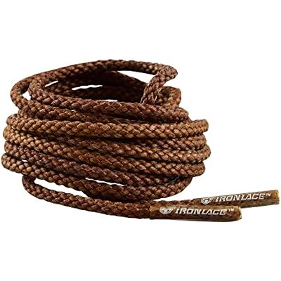 IRONLACE Atacadores redondos para botas clássicas, inquebráveis e extra resistentes, cordões para sapatos, fabricados com fibras 100% avançadas, 1 par, castanho ou preto, vários comprimentos IRONLACE Atacadores redondos para botas clássicas, inquebráveis e extra resistentes, cordões para sapatos, fabricados com fibras 100% avançadas, 1 par, castanho ou preto, vários comprimentos