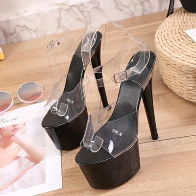SPONYBORTY Transparente 6,69 polegadas mulher peep open toe plataforma salto agulha gladiador correia de tornozelo sandálias com fivela sexy pole dance stripper plataforma sapatos de salto para SPONYBORTY Transparente 6,69 polegadas mulher peep open toe plataforma salto agulha gladiador correia de tornozelo sandálias com fivela sexy pole dance stripper plataforma sapatos de salto para