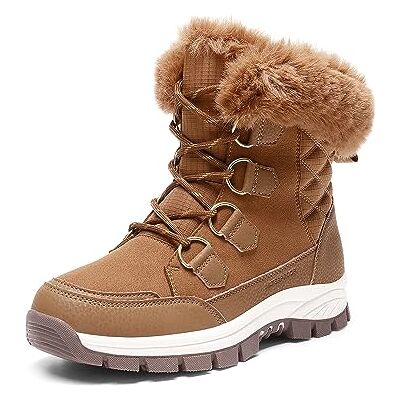 DREAM PAIRS Botas de neve impermeáveis para mulher, de pele sintética, acolhedoras, quentes, isoladas, com atacadores, a meio da panturrilha, sapatos ao ar livre para caminhar e caminhadas, Bronze, 41 DREAM PAIRS Botas de neve impermeáveis para mulher, de pele sintética, acolhedoras, quentes, isoladas, com atacadores, a meio da panturrilha, sapatos ao ar livre para caminhar e caminhadas, Bronze, 41