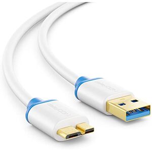 deleyCON 1,5 m micro USB 3.0 cabo de dados até 5 Gbps cabo de carregamento para telemóvel telemóvel tablet discos rígidos externos USB A macho para conector micro B branco deleyCON 1,5 m micro USB 3.0 cabo de dados até 5 Gbps cabo de carregamento para telemóvel telemóvel tablet discos rígidos externos USB A macho para conector micro B branco