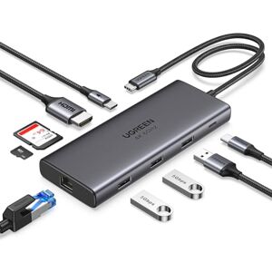 UGREEN Revodok Pro 109 Hub USB C 3,2 Gen 2 10 Gbps HDMI 4K60Hz Ethernet RJ45 adaptador tipo C carregamento PD 100 W leitor de cartão SD compatível com MacBook Air, iPad, iPhone 16 Plus MAX UGREEN Revodok Pro 109 Hub USB C 3,2 Gen 2 10 Gbps HDMI 4K60Hz Ethernet RJ45 adaptador tipo C carregamento PD 100 W leitor de cartão SD compatível com MacBook Air, iPad, iPhone 16 Plus MAX