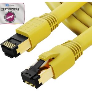 HB-DIGITAL Cabo de rede LAN CAT 8, 3 m, AWG 24 S/FTP LSZH 40 Gbps 2000 MHz, certificado GHMT, cobre puro com conector RJ45 banhado a ouro para switch, roteador, modem, PC, cor amarelo HB-DIGITAL Cabo de rede LAN CAT 8, 3 m, AWG 24 S/FTP LSZH 40 Gbps 2000 MHz, certificado GHMT, cobre puro com conector RJ45 banhado a ouro para switch, roteador, modem, PC, cor amarelo