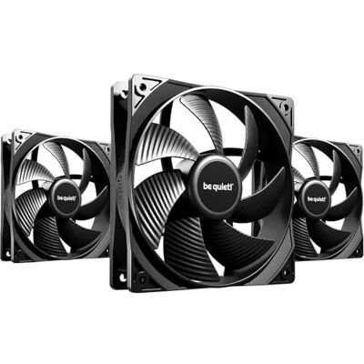 be quiet! Pure Wings 3 ventilador PWM de 120 mm, 3 ventiladores incluídos, alta velocidade máxima, baixa velocidade mínima, moldura otimizada do ventilador, alta pressão de ar be quiet! Pure Wings 3 ventilador PWM de 120 mm, 3 ventiladores incluídos, alta velocidade máxima, baixa velocidade mínima, moldura otimizada do ventilador, alta pressão de ar