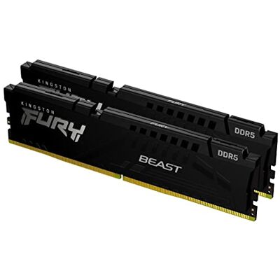 Kingston FURY Beast Preto DDR5 16GB (2x8GB) 5600MT/s CL40 DIMM Memória gamer para Computadores de mesa Kit de 2 Intel XMP KF556C40BBK2-16 Kingston FURY Beast Preto DDR5 16GB (2x8GB) 5600MT/s CL40 DIMM Memória gamer para Computadores de mesa Kit de 2 Intel XMP KF556C40BBK2-16