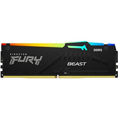 Kingston FURY Beast Preto RGB 32GB 5200MT/s DDR5 CL40 DIMM Memória gamer para computadores de mesa Módulo único KF552C40BBA-32 Kingston FURY Beast Preto RGB 32GB 5200MT/s DDR5 CL40 DIMM Memória gamer para computadores de mesa Módulo único KF552C40BBA-32