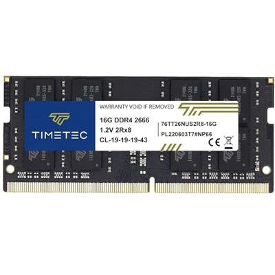 Timetec 16GB DDR4 2666MHz (DDR4-2666) PC4-21300 (PC4-2666V) No ECC Sem buffer 1.2V CL19 2Rx8 Dual Rank 260 Pin SODIMM Módulo de Memória RAM para Atualização de Laptop Notebook PC (16GB) Timetec 16GB DDR4 2666MHz (DDR4-2666) PC4-21300 (PC4-2666V) No ECC Sem buffer 1.2V CL19 2Rx8 Dual Rank 260 Pin SODIMM Módulo de Memória RAM para Atualização de Laptop Notebook PC (16GB)