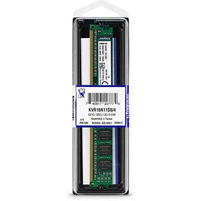 Kingston ValueRAM 4 GB 1600 MHz DDR3 Non-ECC CL11 DIMM 1Rx8 1,5 V KVR16N11S8/4 memória de secretária Kingston ValueRAM 4 GB 1600 MHz DDR3 Non-ECC CL11 DIMM 1Rx8 1,5 V KVR16N11S8/4 memória de secretária