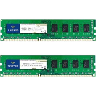 Timetec 16GB Kit(2x8GB) DDR3 1600 MHz (DDR3-1600) PC3-12800 (PC3-12800U) no ECC sem buffer 1.5 V CL11 2Rx8 Dual Rank 240 Pinos UDIMM memória RAM (SDRAM) para computador de mesa módulo Timetec 16GB Kit(2x8GB) DDR3 1600 MHz (DDR3-1600) PC3-12800 (PC3-12800U) no ECC sem buffer 1.5 V CL11 2Rx8 Dual Rank 240 Pinos UDIMM memória RAM (SDRAM) para computador de mesa módulo