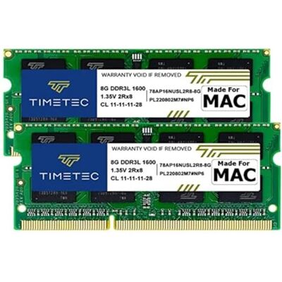 Timetec 16GB Kit(2x8GB) Compatível para Apple DDR3L 1600MHz para Early/Mid/Late Mac Book Pro(2011-2012), iMac(2011-2015), Mac Mini(2011-2012) Memória RAM Mac Timetec 16GB Kit(2x8GB) Compatível para Apple DDR3L 1600MHz para Early/Mid/Late Mac Book Pro(2011-2012), iMac(2011-2015), Mac Mini(2011-2012) Memória RAM Mac