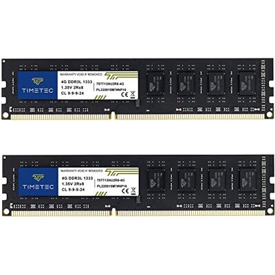 Timetec 8 GB Kit (2 x 4 GB) DDR3 1333 MHz PC3-10600 Non-ECC Unbuffered 1,35 V / 1,5 V CL9 2Rx8 Dual Rank 240 Pin UDIMM memória RAM módulo para atualização para PC computador de secretária Timetec 8 GB Kit (2 x 4 GB) DDR3 1333 MHz PC3-10600 Non-ECC Unbuffered 1,35 V / 1,5 V CL9 2Rx8 Dual Rank 240 Pin UDIMM memória RAM módulo para atualização para PC computador de secretária