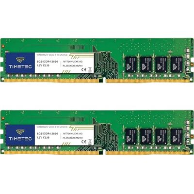Timetec Premium 16 GB kit (2 x 8 GB) DDR4 2666 MHz (PC4-2666V) PC4-21300 UDIMM – sem ECC, sem buffer, 288 pinos, 1,2 V CL19, memória RAM para computadores de mesa. Timetec Premium 16 GB kit (2 x 8 GB) DDR4 2666 MHz (PC4-2666V) PC4-21300 UDIMM – sem ECC, sem buffer, 288 pinos, 1,2 V CL19, memória RAM para computadores de mesa.