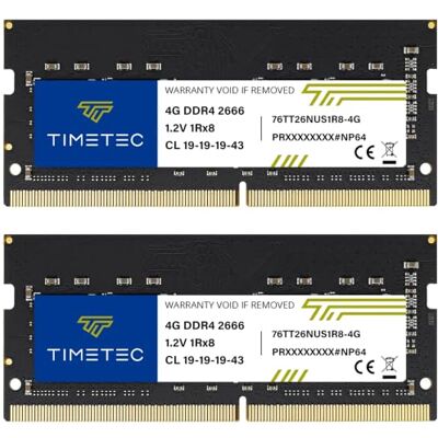 Timetec 8 GB Kit (2 x 4 GB) DDR4 2666 MHz (PC4-2666V) PC4-21300 SODIMM – Sem ECC, sem buffer, 260 pinos, 1,2 V CL19, módulo de memória para portáteis, notebooks, Mini PC e computadores, tudo em um. Timetec 8 GB Kit (2 x 4 GB) DDR4 2666 MHz (PC4-2666V) PC4-21300 SODIMM – Sem ECC, sem buffer, 260 pinos, 1,2 V CL19, módulo de memória para portáteis, notebooks, Mini PC e computadores, tudo em um.