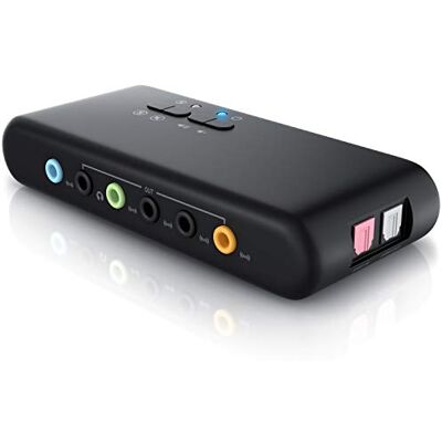 CSL-Computer CSL Placa de som USB 7.1 externa 8 canais canal 7.1 USB Soundbox Dynamic 3D Surround Sound para até 8 altifalantes gravação de reprodução simultânea para áudio analógico e digital CSL-Computer CSL Placa de som USB 7.1 externa 8 canais canal 7.1 USB Soundbox Dynamic 3D Surround Sound para até 8 altifalantes gravação de reprodução simultânea para áudio analógico e digital