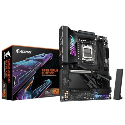 GIGABYTE B850 AORUS Elite X3D Placa de base CPUs AMD Ryzen série 9000, VRM digital de 16 + 2 fases, até 8200 MHz DDR5 (OC), 2 x PCIe 5,0 + 2 x PCIe 4,0 M.2, LAN 5GbE GIGABYTE B850 AORUS Elite X3D Placa de base CPUs AMD Ryzen série 9000, VRM digital de 16 + 2 fases, até 8200 MHz DDR5 (OC), 2 x PCIe 5,0 + 2 x PCIe 4,0 M.2, LAN 5GbE