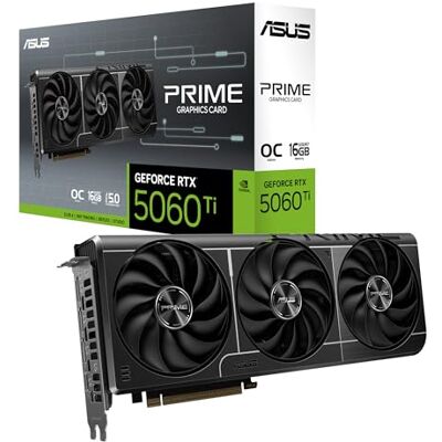 Asus Prime GeForce RTX 5060 Ti 8GB GDDR7 Placa gráfica preparada para SFF 128 bits, PCIe 5.0, 3 ventiladores Axial-Tech, 1 HDMI 2.1, 3 DisplayPort 2.1, software GPU Tweak III, PRIME-RTX5060TI-8G Asus Prime GeForce RTX 5060 Ti 8GB GDDR7 Placa gráfica preparada para SFF 128 bits, PCIe 5.0, 3 ventiladores Axial-Tech, 1 HDMI 2.1, 3 DisplayPort 2.1, software GPU Tweak III, PRIME-RTX5060TI-8G