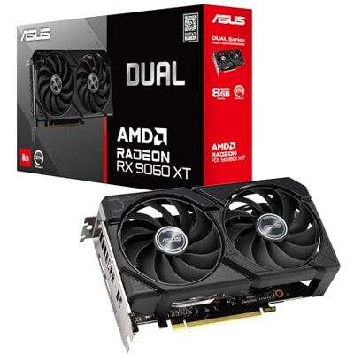 Asus Dual Radeon RX 9060 XT 8 GB GDDR6 Placa gráfica (PCIe 5.0, HDMI 2.1b, DisplayPort 2.1a, design de 2,5 ranhuras, ventilador Axial-Tech, tecnologia 0dB) Asus Dual Radeon RX 9060 XT 8 GB GDDR6 Placa gráfica (PCIe 5.0, HDMI 2.1b, DisplayPort 2.1a, design de 2,5 ranhuras, ventilador Axial-Tech, tecnologia 0dB)