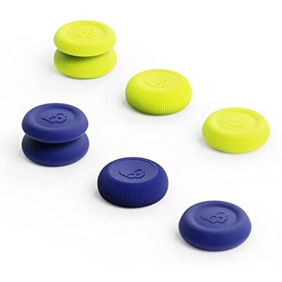 SAVAGE RAVEN Skull & Co. Skin, CQC and FPS Thumb Grip Set Joystick Cap Analog Stick Cap for Nintendo Switch Pro Controller & PS5 / PS4 / Slim/Pro Controller Blue/Neon Yellow, 3 pares (6 peças) SAVAGE RAVEN Skull & Co. Skin, CQC and FPS Thumb Grip Set Joystick Cap Analog Stick Cap for Nintendo Switch Pro Controller & PS5 / PS4 / Slim/Pro Controller Blue/Neon Yellow, 3 pares (6 peças)