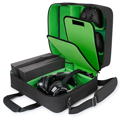 USA Gear Estojo Xbox Estojo para consola compatível com Xbox Series X e Xbox Series S com interior personalizável para controladores, jogos, auriculares para jogos e mais acessórios (verde) USA Gear Estojo Xbox Estojo para consola compatível com Xbox Series X e Xbox Series S com interior personalizável para controladores, jogos, auriculares para jogos e mais acessórios (verde)