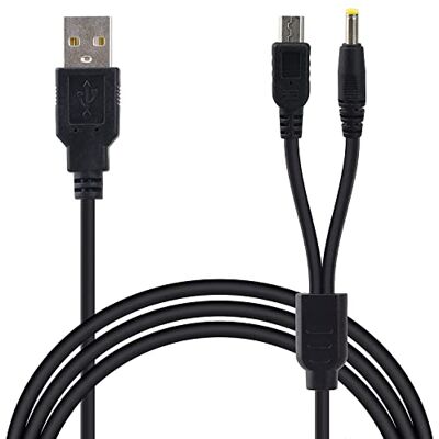 Link-e : Cabo carregador USB de substituição 2 em 1, compatível com a consola Sony PSP 1000, 2000 e 3000 (alimentação e transferência de dados) Link-e : Cabo carregador USB de substituição 2 em 1, compatível com a consola Sony PSP 1000, 2000 e 3000 (alimentação e transferência de dados)