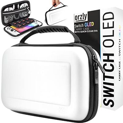 Orzly Capa de Transporte para Consola Nintendo Switch com Acessórios e Compartimento de Armazenamento de Jogos, Capa Fácil de Limpar em Caixa de Presente, Branco Orzly Capa de Transporte para Consola Nintendo Switch com Acessórios e Compartimento de Armazenamento de Jogos, Capa Fácil de Limpar em Caixa de Presente, Branco